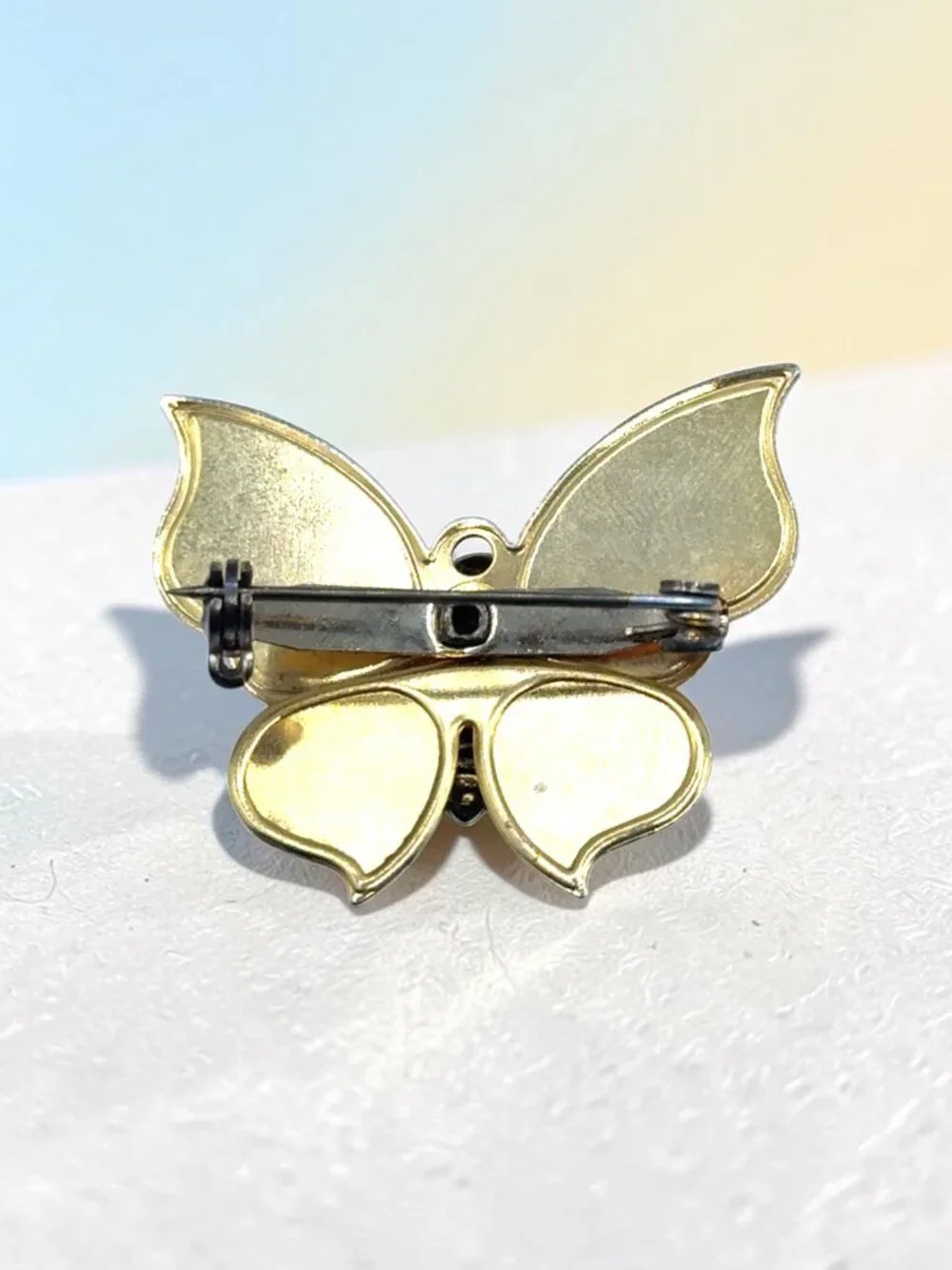 Gold-Tone Multi-Color Enamel Butterfly Brooch